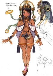 Rule 34 | 00s, 10s, 1girl, ban! (bansankan), black eyes, black hair, blush, bracelet, breasts, character sheet, cleavage, crown, dark skin, dark-skinned female, detached sleeves, elephant, feet, hip focus, jewelry, luna luna (queen&#039;s blade), necklace, queen&#039;s blade, queen&#039;s blade rebellion, revealing clothes, ring, sandals, see-through, sketch, solo, thigh strap, toes, translation request, wide hips
