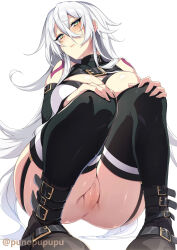 Rule 34 | 1girl, absurdres, aged up, alternate breast size, breasts, fate/grand order, fate (series), highres, jack the ripper (fate/apocrypha), large breasts, long hair, looking at viewer, puuzaki puuna, white hair