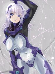 Rule 34 | 1girl, blue bodysuit, bodysuit, breasts, cryska barchenowa, fortified suit, highres, impossible bodysuit, impossible clothes, jun (rellik &amp; redrum), large breasts, long hair, looking at viewer, muv-luv, muv-luv alternative, muv-luv total eclipse, pilot suit, skin tight, solo, tactical surface fighter