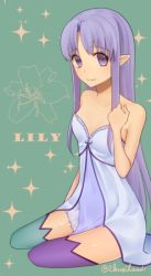 Rule 34 | 1girl, bare shoulders, blue hair, breasts, medea (fate), medea (lily) (fate), character name, cleavage, dress, fate/grand order, fate (series), long hair, looking at viewer, meteusu (kugihami), pointy ears, ponytail, small breasts, smile, solo, thighhighs, very long hair