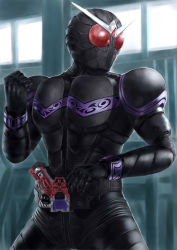 Rule 34 | 1boy, belt, clenched hand, gaia memory, highres, kamen rider, kamen rider joker, kamen rider w, male focus, masarou, skin tight, solo