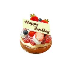 Rule 34 | birthday cake, blueberry, cake, food, food focus, fruit, happy birthday, lowres, natumikurosawa, no humans, original, simple background, still life, strawberry, strawberry slice, white background