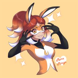 Rule 34 | 1girl, alya cesaire, animal ears, breasts, dark skin, domino mask, fox ears, jewelry, mask, miraculous ladybug, multicolored hair, necklace, pendant, red hair, rena rouge, sparkle, two-tone hair