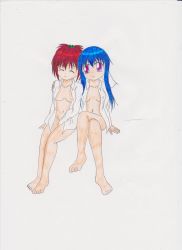 Rule 34 | 2girls, aoi nagisa, highres, multiple girls, naked shirt, nude, shirt, strawberry panic!, suzumi tamao, yuri