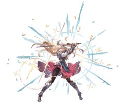 Rule 34 | 10s, 1girl, armor, armored boots, armored dress, blonde hair, boots, feathers, flower, full body, gauntlets, granblue fantasy, hair flower, hair ornament, holding, holding sword, holding weapon, jeanne d&#039;arc (granblue fantasy), long hair, minaba hideo, official art, open mouth, pantyhose, shoulder armor, skirt, solo, sparkle, sword, thighhighs, transparent background, very long hair, weapon