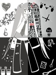 Rule 34 | 2girls, 39, armband, arms at sides, boots, chibi, chibi inset, collared shirt, contrapposto, copyright request, creature, crescent, detached sleeves, double v, english text, ghost, greyscale, hair ornament, hatsune miku, heart, inverted colors, jisatsu-bushi (vocaloid), jitome, kanji, loose necktie, miku day, monochrome, multiple girls, multiple others, multiple views, musical note, necktie, no mouth, no nose, noose, photo (object), qiu ye yuan, red armband, rolling girl (vocaloid), shirt, skirt, sleeveless, sleeveless shirt, sleeves past fingers, sleeves past wrists, spot color, syringe, teardrop, thigh boots, twintails, unknown mother goose (vocaloid), v, vocaloid, | |