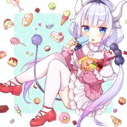 Rule 34 | 10s, 1girl, :p, bad id, bad pixiv id, beads, beret, black bow, black hairband, blonde hair, blouse, blue eyes, blunt bangs, bottle, bow, brand name imitation, cake, candy, capelet, chibi, chocolate, closed mouth, cola, cookie, cowboy shot, cross-laced clothes, cupcake, dango, double scoop, doughnut, dragon girl, dragon horns, dress, drill hair, food, footwear bow, frilled capelet, frilled skirt, frills, full body, fur trim, gothic lolita, gradient hair, hair beads, hair bow, hair ornament, hairband, hat, heart, highres, holding, holding food, horns, ice cream, ice cream cone, jitome, kamon (shinshin), kanna kamui, knees up, kobayashi-san chi no maidragon, light purple hair, lolita fashion, long hair, long sleeves, looking at viewer, low twintails, mahou shoujo madoka magica, mahou shoujo madoka magica (anime), microdress, multicolored hair, popsicle, purple hair, red bow, red footwear, sanshoku dango, shirt, shoes, skirt, smile, snack, solo, sura (mana0703), tail, thighhighs, tomoe mami, tongue, tongue out, twin drills, twintails, very long hair, wagashi, white hair, white thighhighs