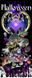 Rule 34 | commentary request, copyright name, creatures (company), drifloon, dusknoir, fangs, froslass, game freak, gastly, gen 1 pokemon, gen 4 pokemon, gen 5 pokemon, gen 6 pokemon, gen 7 pokemon, gengar, glowing, glowing eyes, halloween, highres, kumano sakunosuke, legendary pokemon, litwick, looking at viewer, lunala, mimikyu, nintendo, open mouth, pokemon, pokemon (creature), pumpkaboo, purple eyes, red eyes, rotom, rotom (normal), sandygast, smile, star (symbol), teeth, tongue, tongue out, trevenant