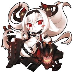 Rule 34 | 10s, 1girl, abyssal ship, air defense princess, blush stickers, chibi, colored skin, headgear, kantai collection, kochipu, long hair, looking at viewer, machinery, red eyes, solo, turret, white hair, white skin