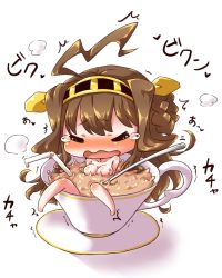 Rule 34 | 10s, 1girl, ahoge, blush, breasts, brown hair, chibi, cup, drinking straw, esoragoto, closed eyes, female focus, image sample, kantai collection, kongou (kancolle), long hair, open mouth, pixiv sample, tears, wavy mouth, wet
