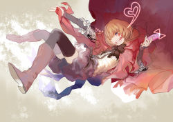 Rule 34 | 00s, 1girl, blue eyes, boots, bow, cape, frills, hood, lily (pandora hearts), open mouth, orange hair, pandora hearts, red cape, short hair, wink