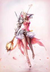 Rule 34 | armor, cherry blossoms, dress, flower, gharly, staff