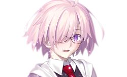 Rule 34 | 1girl, absurdres, fate/grand order, fate (series), game cg, glasses, highres, hood, hoodie, mash kyrielight, necktie, official art, pink hair, purple eyes, short hair, smile, solo, takeuchi takashi