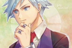 Rule 34 | 1boy, bad id, bad pixiv id, blue eyes, closed mouth, creatures (company), game freak, jewelry, male focus, nintendo, ooki1089, pokemon, pokemon rse, ring, short hair, silver hair, solo, steven stone