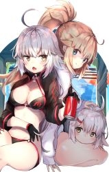 Rule 34 | absurdres, bikini, black bikini, black gloves, blonde hair, blue eyes, blush, breasts, cleavage, closed mouth, fate/grand order, fate (series), gloves, highres, jeanne d&#039;arc alter (swimsuit berserker) (fate), jeanne d&#039;arc (fate), jeanne d&#039;arc (swimsuit archer) (second ascension) (fate), jeanne d&#039;arc alter (avenger) (fate), jeanne d&#039;arc alter (fate), jeanne d&#039;arc alter (swimsuit berserker) (fate), jeanne d&#039;arc alter santa lily (fate), long hair, looking at viewer, multiple girls, open mouth, ranf, smile, swimsuit, yellow eyes