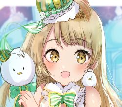 Rule 34 | 1girl, absurdres, artist name, artist request, blush, bow, breasts, brown eyes, brown hair, christmas, cleavage, crown, dress, female focus, frilled dress, frills, green bow, grey hair, highres, holding, holding scepter, light brown hair, long hair, love live!, love live! school idol project, medium breasts, minami kotori, minami kotori (bird), mini crown, parted lips, puffy short sleeves, puffy sleeves, scepter, shirt, short sleeves, smile, solo, striped, striped bow, suma taki, white shirt