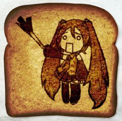 Rule 34 | 1girl, animated, animated gif, bread slice, food, food art, hachune miku, hatsune miku, leekspin (meme), lowres, meme, solo, spring onion, the bread art project, toast, unconventional media, vocaloid