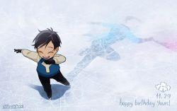 Rule 34 | 1boy, animal, black hair, black pants, character name, commentary, commentary request, dated, dog, english commentary, closed eyes, full body, gloves, hachibani, happy, happy birthday, ice, image sample, katsuki yuuri, leg up, long sleeves, makkachin, male focus, open mouth, pants, reflection, shadow, short hair, skating, smile, standing, tumblr sample, yuri!!! on ice