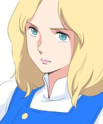 Rule 34 | 1girl, beltorchika irma, blonde hair, blue eyes, breasts, closed mouth, gundam, high collar, kei-co, lips, long hair, looking at viewer, lowres, simple background, solo, white background, zeta gundam