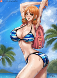 Rule 34 | 1girl, 2024, bikini, breasts, dated, kyopink, large breasts, nami (one piece), one piece, solo, swimsuit