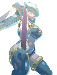 Rule 34 | 1girl, absurdres, android, armor, blue armor, blue eyes, breasts, highres, large breasts, fairy leviathan (mega man), mega man (series), robot girl, tagme, thighs, weapon