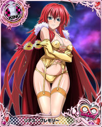 Rule 34 | 10s, 1girl, ahoge, artist request, blue eyes, breasts, cape, card (medium), character name, chess piece, cleavage, elbow gloves, garter straps, gloves, high school dxd, huge ahoge, king (chess), large breasts, long hair, mask, official art, red hair, rias gremory, solo, thighhighs, trading card, very long hair