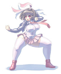 Rule 34 | 1girl, animal ears, breasts, rabbit ears, fax ogawa, female focus, full body, large breasts, necktie, original, plump, reisen udongein inaba, skirt, solo, thighhighs, touhou, white background