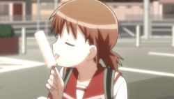 Rule 34 | 1girl, animated, animated gif, aoyagi kanna, blue eyes, blush, brown hair, embarrassed, female focus, food, koe de oshigoto!, licking, lowres, popsicle, school uniform, sexually suggestive, solo