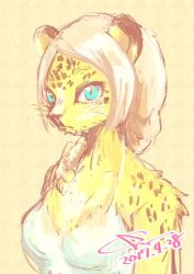 Rule 34 | artist request, blue eyes, cheetah, furry, long hair, white hair