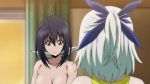 Rule 34 | 10s, 2girls, ahoge, animated, anime screenshot, bare shoulders, blue hair, bouncing breasts, bra, breasts, closed mouth, competition swimsuit, curtains, female focus, hair ornament, hair ribbon, indoors, kaminashi nozomi, keijo!!!!!!!!, large breasts, long hair, miyata sayaka, multiple girls, one-piece swimsuit, out-of-frame censoring, ponytail, purple eyes, ribbon, standing, swimsuit, topless frame, underwear, undressing, upper body, video, white hair, window