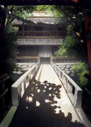 Rule 34 | bridge, day, forest, nagishiro mito, nature, outdoors, scenery, shadow, shide, temple, torii, tree