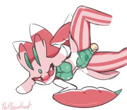 Rule 34 | 1girl, antennae, arthropod girl, artist name, blush, breasts, creatures (company), disembodied penis, erection, furry, furry female, game freak, gen 7 pokemon, hand up, hetero, highres, leg lift, lurantis, lying, nintendo, nipples, no mouth, on side, penis, pink eyes, pinstripe pattern, pokemon, pokemon (creature), pokemon sm, pussy, sex, signature, simple background, small breasts, solo, spread legs, stomach bulge, striped, text focus, thepolygonheart, uncensored, vaginal, white background