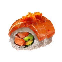 Rule 34 | fish (food), food, food focus, no humans, original, rice, roe, short208, sushi, transparent background, vegetable