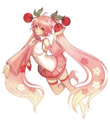 Rule 34 | 1girl, absurdres, bad id, bad pixiv id, boots, cherry, cherry hair ornament, detached sleeves, food, food-themed hair ornament, fruit, full body, hair ornament, hatsune miku, high heel boots, high heels, highres, long hair, miniskirt, outstretched arm, pink eyes, pink footwear, pink hair, pink thighhighs, pleated skirt, sakura miku, skirt, solo, thigh boots, thighhighs, torang3478, twintails, very long hair, vocaloid, zettai ryouiki