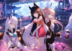 Rule 34 | 6+girls, :3, :d, ^ ^, animal ears, apple, architecture, arm up, armpits, ayanami (azur lane), ayanami (lunar demon) (azur lane), ayanami (lunar demon) (azur lane), azur lane, bare shoulders, black gloves, black hair, black legwear, blurry, bow, building, carrying, cat ears, cat tail, cherry blossoms, closed eyes, cloud, cloudy sky, collarbone, commentary, depth of field, detached sleeves, double bun, dress, drill hair, east asian architecture, fingerless gloves, food, fox ears, fruit, gloves, hair bow, hair bun, hair ornament, hair ribbon, hairclip, hat, headgear, highres, jewelry, kawakaze (azur lane), lime (azur lane), meowfficer (azur lane), multiple girls, nagato (azur lane), naycot, necklace, ning hai (azur lane), ning hai (moon palace rabbit) (azur lane), off-shoulder dress, off shoulder, open mouth, peaked cap, petals, ping hai (azur lane), ping hai (osmanthus moon rabbit) (azur lane), pink hair, pound (azur lane), purple hair, rabbit ears, red dress, red eyes, retrofit (azur lane), ribbon, ribbon-trimmed sleeves, ribbon trim, school uniform, serafuku, shade, sitting, size difference, sky, skyscraper, sleeping, smile, tail, thighhighs, twin drills, waving, white hair, wide sleeves, wind, yellow eyes, zettai ryouiki