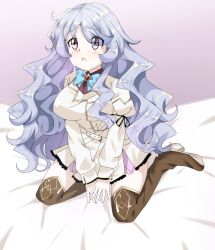 Rule 34 | artist name, ass, bed, beyblade, beyblade: burst, blue hair, blush, boots, breasts, character name, crying, cum, cum in mouth, jewelry, kymhotii, large breasts, legs, long hair, military, military uniform, nishiro nya, open mouth, purple eyes, self-upload, simple background, sitting, skirt, solo, uniform, wavy hair