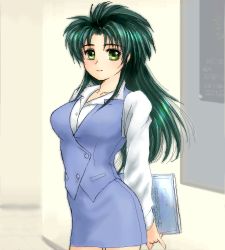 Rule 34 | 1girl, green hair, jochuu-san, lowres, oekaki, office lady, original, pencil skirt, skirt, solo, yagisaka seto