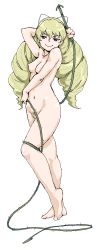 Rule 34 | 00s, 1girl, barefoot, breasts, female focus, female pubic hair, fever-san, full body, legs, my-otome, navel, nude, pubic hair, rosalie claudel, simple background, solo, standing, thorns, uncensored, whip, white background