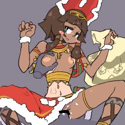 Rule 34 | bag, bare shoulders, breasts, brown hair, censored, cum, cum in pussy, cum overflow, dark skin, from above, grabbing, grabbing another&#039;s breast, grey background, hetero, looking at viewer, looking up, missionary, nefaria, no bra, no panties, penis, pov, sex, simple background, smile, solo focus, spoken blush, the amboina, vaginal