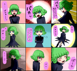 Rule 34 | 1girl, black dress, blood, blue eyes, blush, chart, curly hair, dress, expressions, closed eyes, green hair, happy, one-punch man, smile, tatsumaki, tears, tomatomatotto, translation request