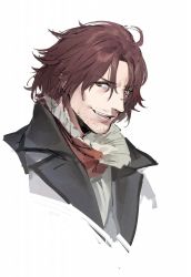 Rule 34 | 10s, 1boy, ardyn izunia, duoyuanjun, facial hair, final fantasy, final fantasy xv, highres, looking at viewer, male focus, open mouth, profile, red eyes, red hair, simple background, sketch, smile, solo, stubble, white background