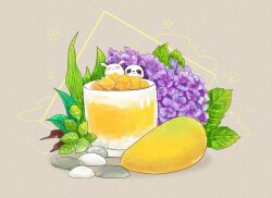 Rule 34 | abaoyin, drink, flower, food, food focus, mango, no humans, original, painttool sai (medium), panda, plant, rabbit, simple background