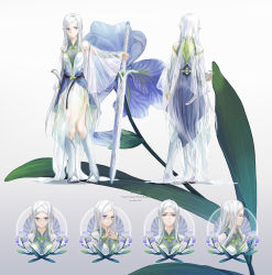 Rule 34 | 10s, 1girl, 2012, artist name, blue eyes, blush, boots, dated, dress, expressions, flower, highres, iris (flower), jane mere, jewelry, long hair, multiple views, original, pixiv fantasia, pixiv fantasia sword regalia, pointy ears, see-through, sword, turnaround, very long hair, weapon, white hair