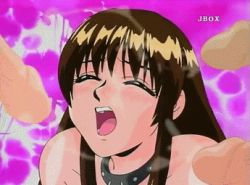 Rule 34 | a forbidden time, animated, animated gif, brown hair, collar, cum, ejaculation, izumi saki, lowres, open mouth, penis, uncensored