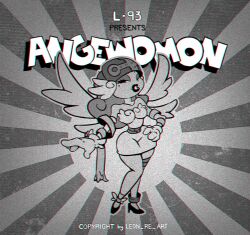Rule 34 | angel, angel girl, angewomon, digimon, digimon (creature), head wings, long hair, mask, rubber hose, solo, wings