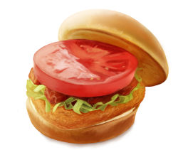 Rule 34 | food, food focus, burger, lettuce, no humans, original, taka (takahirokun), tomato