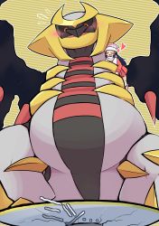 Rule 34 | 1girl, 1other, absurdres, black hair, blush, blush stickers, boots, coat, creatures (company), dawn (pokemon), dragon, elaphe guttata6, game freak, gen 4 pokemon, giratina, giratina (altered), hair ornament, hairclip, hat, heart, highres, hug, legendary pokemon, long hair, long sleeves, looking at viewer, nintendo, open mouth, pokemon, pokemon (creature), pokemon dppt, pokemon platinum, red eyes, scarf, simple background, size difference, smile, standing, thighhighs, translation request, white headwear, white scarf, white thighhighs, winter clothes, winter coat