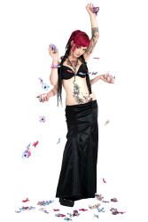 Rule 34 | flower, midriff, multi arm, multi limb, skirt, tattoo