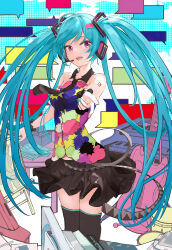 Rule 34 | 1girl, absurdres, asaikeu, blank speech bubble, breasts, drum, easel, guitar, hatsune miku, highres, instrument, medium breasts, nail polish, necktie, painting (object), piano, purple eyes, solo, speech bubble, tell your world (vocaloid), thighhighs, twintails, zettai ryouiki