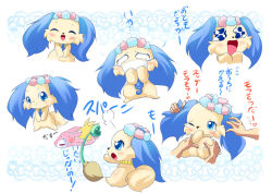 Rule 34 | blue eyes, blush, character sheet, jewelpet, jewelpet (series), looking at viewer, open mouth, sapphie (jewelpet), smile, tears, translation request, ukan muri
